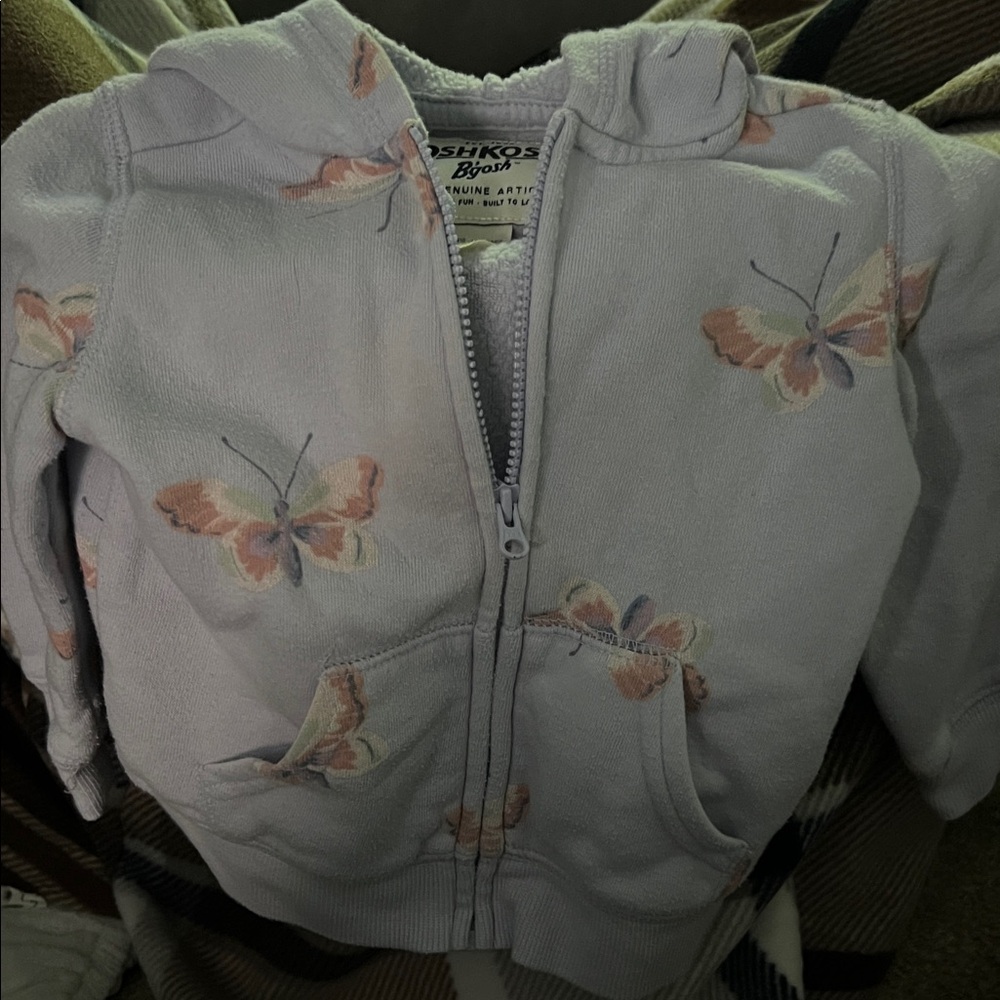 OshKosh B'gosh Kids Hoodie with Butterfly Design - Light Purple